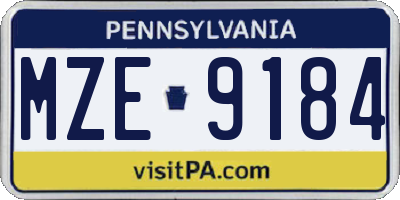 PA license plate MZE9184