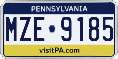 PA license plate MZE9185