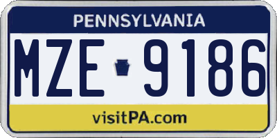 PA license plate MZE9186