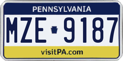 PA license plate MZE9187
