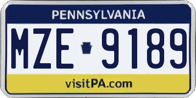 PA license plate MZE9189