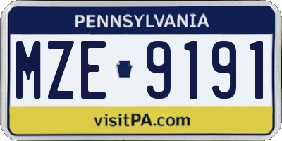 PA license plate MZE9191