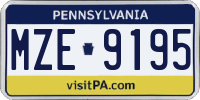 PA license plate MZE9195