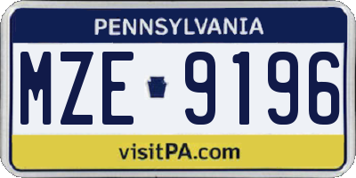 PA license plate MZE9196