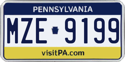 PA license plate MZE9199
