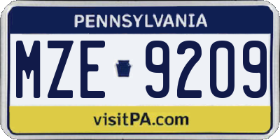 PA license plate MZE9209