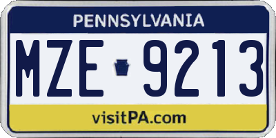 PA license plate MZE9213