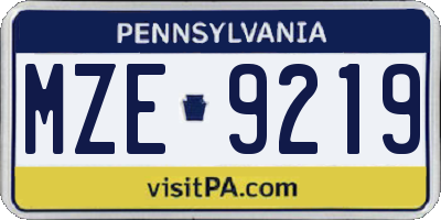 PA license plate MZE9219