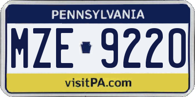 PA license plate MZE9220