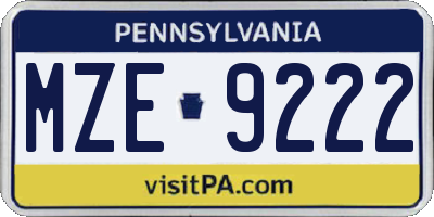 PA license plate MZE9222