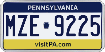 PA license plate MZE9225