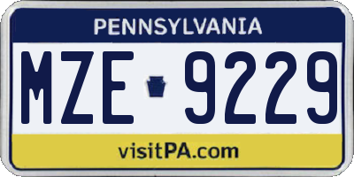 PA license plate MZE9229