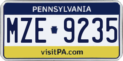 PA license plate MZE9235
