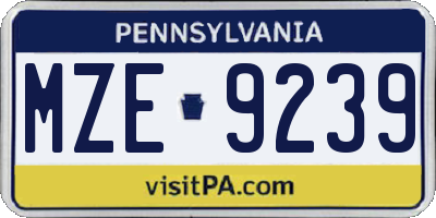 PA license plate MZE9239