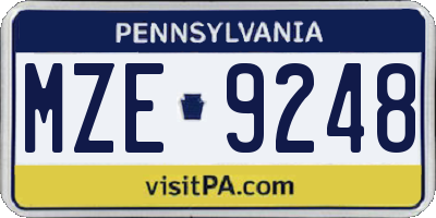 PA license plate MZE9248