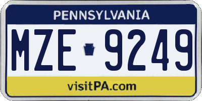 PA license plate MZE9249