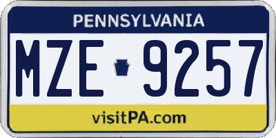 PA license plate MZE9257
