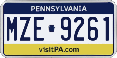 PA license plate MZE9261