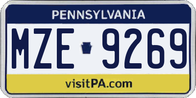 PA license plate MZE9269