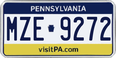 PA license plate MZE9272