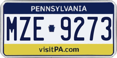 PA license plate MZE9273