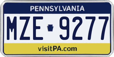 PA license plate MZE9277