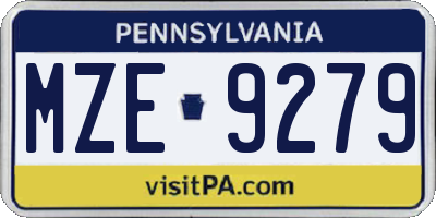 PA license plate MZE9279