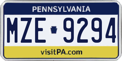 PA license plate MZE9294