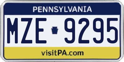 PA license plate MZE9295