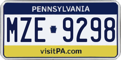 PA license plate MZE9298