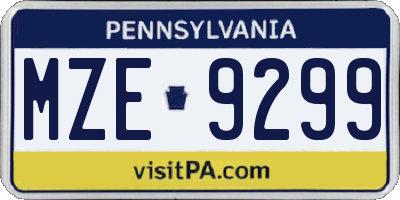 PA license plate MZE9299