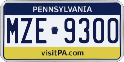 PA license plate MZE9300
