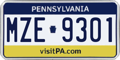 PA license plate MZE9301