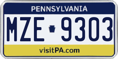 PA license plate MZE9303