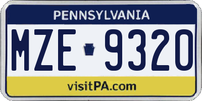 PA license plate MZE9320