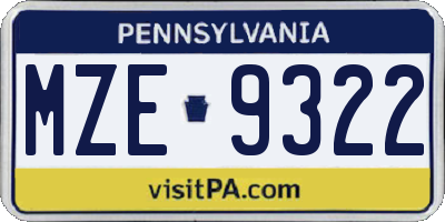 PA license plate MZE9322