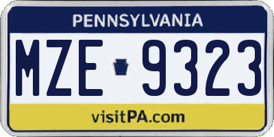 PA license plate MZE9323