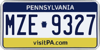 PA license plate MZE9327