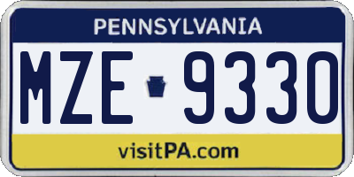 PA license plate MZE9330