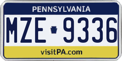 PA license plate MZE9336