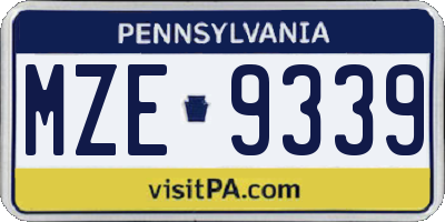 PA license plate MZE9339