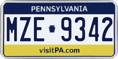 PA license plate MZE9342