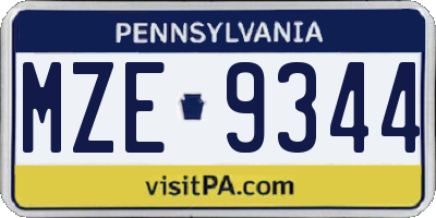 PA license plate MZE9344