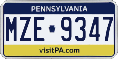 PA license plate MZE9347