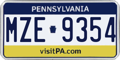 PA license plate MZE9354