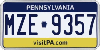 PA license plate MZE9357