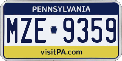 PA license plate MZE9359