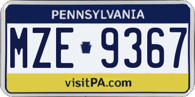 PA license plate MZE9367