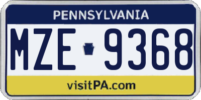 PA license plate MZE9368