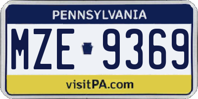PA license plate MZE9369